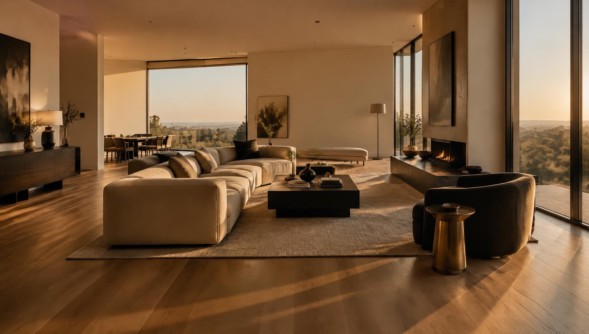 Modern Atlanta living room with wide-plank LVP flooring